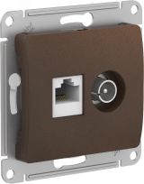 GLOSSA РОЗЕТКА двойная ТВ + компьютерная RJ45, кат. 5Е, ШОКОЛАД GSL000889 Systeme Electric