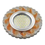 DLS-L139 GU5.3 GLASSY/TEA Светильник декоративный встраиваемый, серия Luciole. Без лампы, GU5.3. Доп. светодиодная подсветка 3Вт. Стекло. Зеркальный/прозрачный+светло-коричневый. ТМ Fametto UL-00003873 Uniel