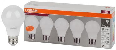 Лампа светодиодная LED 7 Вт E27 4000К 560Лм груша 220 В (замена 60Вт) OSRAM упаковка 5 шт 4058075577657 LEDVANCE