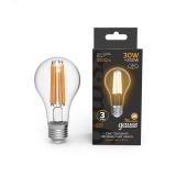 Лампа светодиодная филаментная LED 30 Вт 3000 лм 2700К AC185-265В E27 А70 (груша) теплая  Black Filament Gauss 102902130 GAUSS