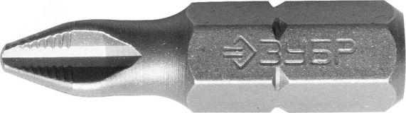 Биты ''Мастер'' кованые, хромомолибденовая сталь, тип хвостовика C 1/4'', PH2, 25мм, 2шт 26001-2-25-2 ЗУБР