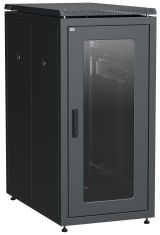 Шкаф напольный сетевой 19'' LINEA N 28U 800х1000мм стеклянная передняя дверь. задняя перфорированная черный LN05-28U81-GP ITK