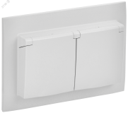 SKANDY Розетка 2-местная и крышкой 16А в сборе IP44 SK-R12W арктический белый IEK SK-R26-16-44-K01-F IEK