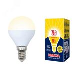 Лампа светодиодная LED-G45-9W/WW/E14/FR/NR Форма шар, матовая. Серия Norma. Теплый белый свет (3000K). Картон. ТМ Volpe UL-00003826 Uniel