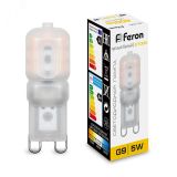 Лампа светодиодная LED 5вт 230в G9 теплый капсульная 25636 FERON