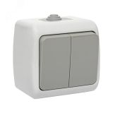 Выключатель Мурманск 2-клавишный 10А IP54 серый EFV10-023-30-54 EKF