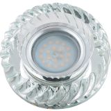 DLS-L123 GU5.3 GLASSY/CLEAR Светильник декоративный встраиваемый, серия Luciole. Без лампы, цоколь GU5.3. Доп. светодиодная подсветка 3Вт. Стекло/стекло. Зеркальный/прозрачный. ТМ Fametto UL-00000372 Uniel