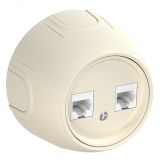 Розетка двойная компьютерная RJ45 кат.5e  Rotondo, цвет бежевый 7700892 OneKeyElectro