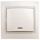 Выключатель Intro Plano 1-102-02 одноклавишный с подсветкой, 10А-250В, IP20, СУ, слоновая кость Б0053730 ЭРА