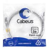 Патч-корд F/UTP, категория 5е, 2xRJ45/8p8c, экранированный, серый, PVC, 2м 7263c Cabeus