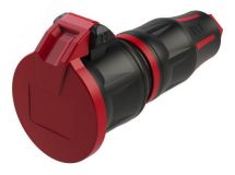 Розетка каб 16A/250V/2P+E/IP54 с крышкой, корпус черный, крышка и маркер красный 00-00028134 PCE