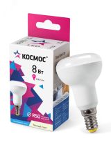 Светодиодная лампа LED 8Вт R50 220В Е14 3000К теплый 650 лм, КОСМОС Lksm_LED8wR50E1430 Космос