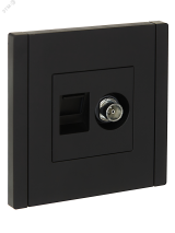 FORTE&PIANO Розетка двойная TV+RJ45 кат.6 FP137 черный IEK FP-AK20-2-K02 IEK