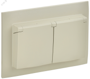 SKANDY Розетка 2-местная и крышкой 16А в сборе IP44 SK-R12B бежевый IEK SK-R26-16-44-K10-F IEK