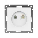 Розетка компьютерная+телефонная UNIVersal серия Афина, с/у, 1А, RJ45, RJ12, белая (еврослот), механизм A0052 UNIVersal