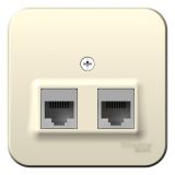 Розетка BLANCA наружная двойная компьютерная RJ45, кат.5e, с изолирующей пластиной, молочный BLNIA045452 Systeme Electric