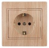 Розетка 2P+E Schuko, 16А-250В, СУ, Plano, сосна, 1-202-11 Б0030061 ЭРА