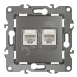 Розетка информационная двойная 2XRJ45, Эра12, графит, 12-3108-12 Б0019354 ЭРА
