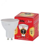 Лампа светодиодная ECO LED MR16-7W-827-GU10 (диод соф 7Вт тепл GU10) (1/10/200) (10/200/4800) Б0050182 ЭРА