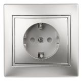 Розетка Intro Plano 1-202-03 с заземлением 2P+E Schuko, 16А-250В, IP20, СУ, алюминий Б0053878 ЭРА