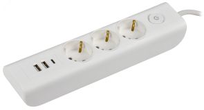 MODERN Удлинитель У03В 3 розетки с заземляющим контактом + USBх3 2м 3х1мм2 16А/250В белый WYP12-16-03-02-ZKU-K01 IEK