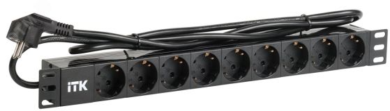 Блок розеток PDU 9 розеток DIN49440 1U шнур 2м вилка и DIN49441 профиль из ПВХ черный PH22-9D1-P ITK