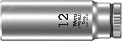 Головка торцевая шестигранная 8790 HMA Deep DR 1/4 глубокая 12 x 50 мм WE-004509 Wera