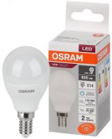 Лампа светодиодная LED 10 Вт E14 6500К 800Лм шарик 220 В (замена 75Вт) OSRAM 4058075579774 LEDVANCE