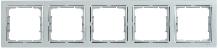 РУ-5-БС Рамка пятиместная квадратная BOLERO Q1 серебряный IEK