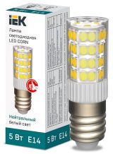 Лампа светодиодная CORN капсула 5Вт 230В 4000К керамика E14 IEK LLE-CORN-5-230-40-E14 IEK