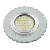 DLS-L140 GU5.3 GLASSY/CLEAR Светильник декоративный встраиваемый, серия Luciole. Без лампы, цоколь GU5.3. Доп. светодиодная подсветка 3Вт. Стекло. Зеркальный/прозрачный. ТМ Fametto UL-00003874 Uniel