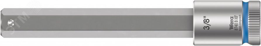 Головка торцевая 8740 B Hex-Plus HF Zyklop со вставкой под внутренний шестигранник DR 3/8 с функцией фиксации крепежа 3/8 x 100 мм WE-003094 Wera