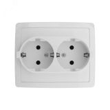 Розетка двойная с заземлением Schuko, винтовой зажим, 16А 250В, белый 1590456-030 Simon