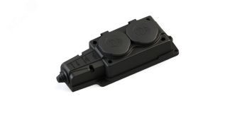 Колодка 2х розетка 2К+З каучуковая 16А/250В IP44 Чёрная MultiSet MST4102BK Systeme Electric