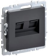 BRITE Розетка компьютерная двойная RJ45 кат.6 РК11-2-БрГ графит IEK BR-K20-2-K53 IEK