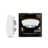 Лампа светодиодная LED 8вт GX53 теплый таблетка Gauss LD108008108 GAUSS