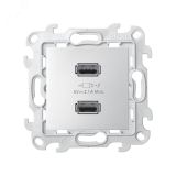 Зарядное устройство 2хUSB 5В 2.4A 230В~ цвета алюминий S24 Harmonie 2411096-033 Simon