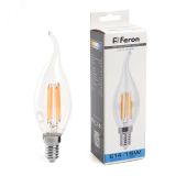 Лампа светодиодная LED 15вт Е14 дневной свеча на ветру FILAMENT 38264 FERON