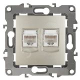 Розетка информационная двойная 2XRJ45, Эра12, шампань, 12-3108-04 Б0014732 ЭРА
