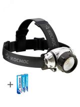 Фонарь налобный , XPE LED + 6 SMD, 3 батарейки ААА, 250Lm, KOC-H19-LED Космос