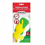 Перчатки латексные  без х/б напыления, XL, 2 шт, желтые Komfi DGL019P АДМ