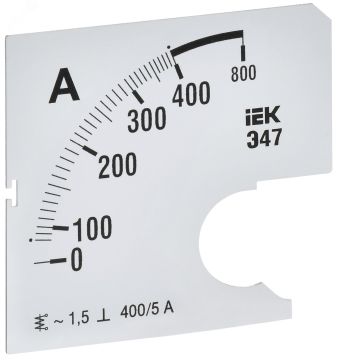 Шкала сменная для амперметра Э47 400/5А класс точности 1,5 72х72мм IPA10D-SC-0400 IEK