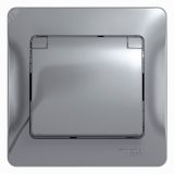 GLOSSA Розетка с заземлением со шторками с крышкой алюминий в сборе IP20 GSL000346 Systeme Electric