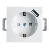 Розетка одноместная (механизм) с/з 250В, 16А с USB 1А, серия Эрна, белый, Stekker 39318 STEKKER