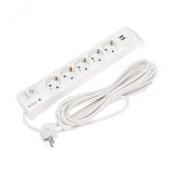 Фильтр сетевой 5 гнезд, 5 м, 3х1,5 мм2, с автовыкл, 2 USB, белый 13-4701 REXANT