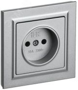 BRITE Розетка 1 пост без заземления без защитных шторок 10А в сборе РСР10-1-0-БрА алюминий IEK BR-R10-10-K47-F IEK
