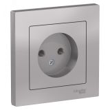 Розетка ATLASDESIGN без заземления 16А в сборе алюминий ATN000340 Systeme Electric