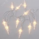 Гирлянда светодиодная Сосульки 1,5 м, 10 LED, прозрачный ПВХ, свечение тёплый белый, 2 х АА (батарейки не в комплекте) 303-093 Neon-Night