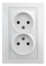 Розетка 2X2P, 16А-250В, СУ, б.л., Plano, белый, 1Э-204-01 Б0042441 ЭРА