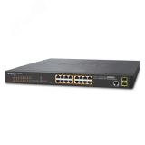 Коммутатор управляемый PoE 16 портов 10/100/1000 Мб/с 2хSFP, 220 Вт 1000467373 PLANET